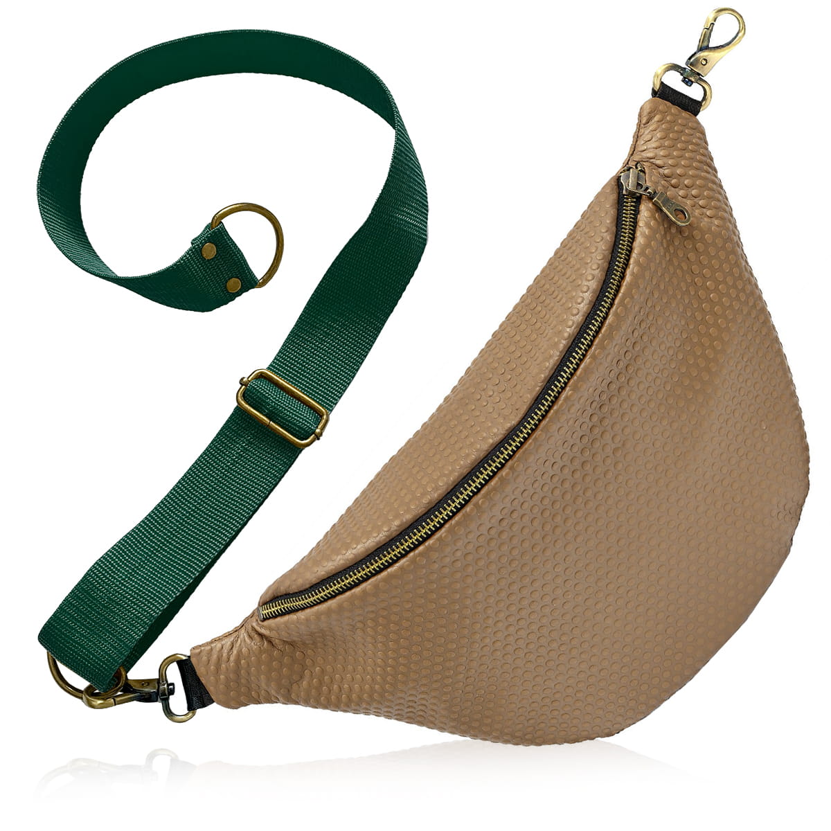 Leather Bubble Brown pasek zielony.jpg
