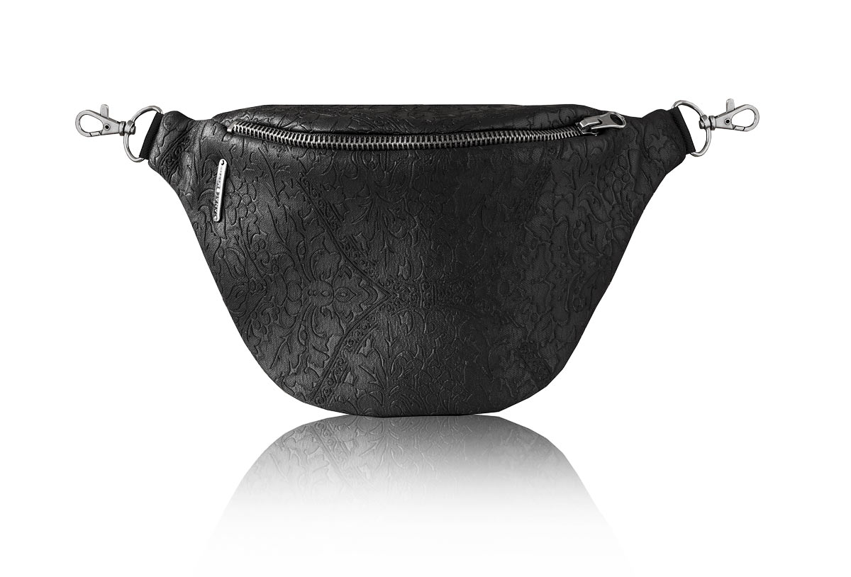 barok black czarna nerka saszetka wzorzysta