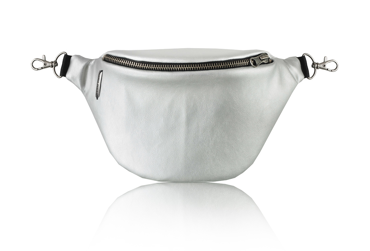 Eco Silver standard nerka srebrna, skaj, eko-skóra, Anacomito
